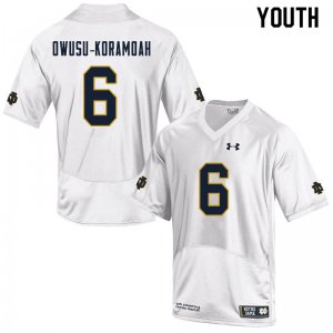 Notre Dame Fighting Irish Youth Jeremiah Owusu-Koramoah #6 White Under Armour Authentic Stitched College NCAA Football Jersey RUH4599LO